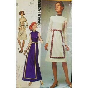 Simplicity 1971 Misses' Dress Pattern 2 Lengths Size 14  #9606 Vintage